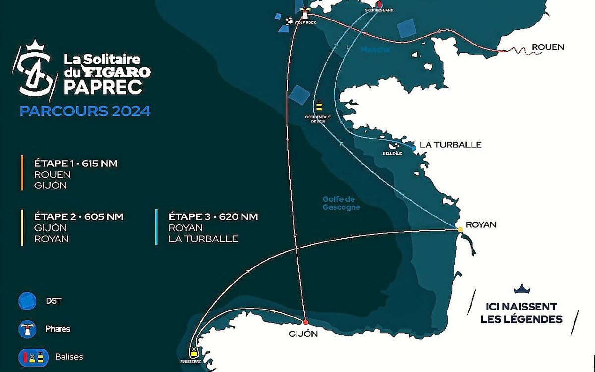 , Solitaire du Figaro Paprec 2024 : trois étapes de plus de 600 milles entre Rouen, Gijon, Royan et La Turballe